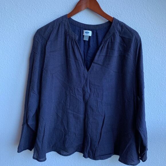 Old Navy Lightweight Dotted V Neck Blouse Top Shirt Work Casual Large - Picture 1 of 4